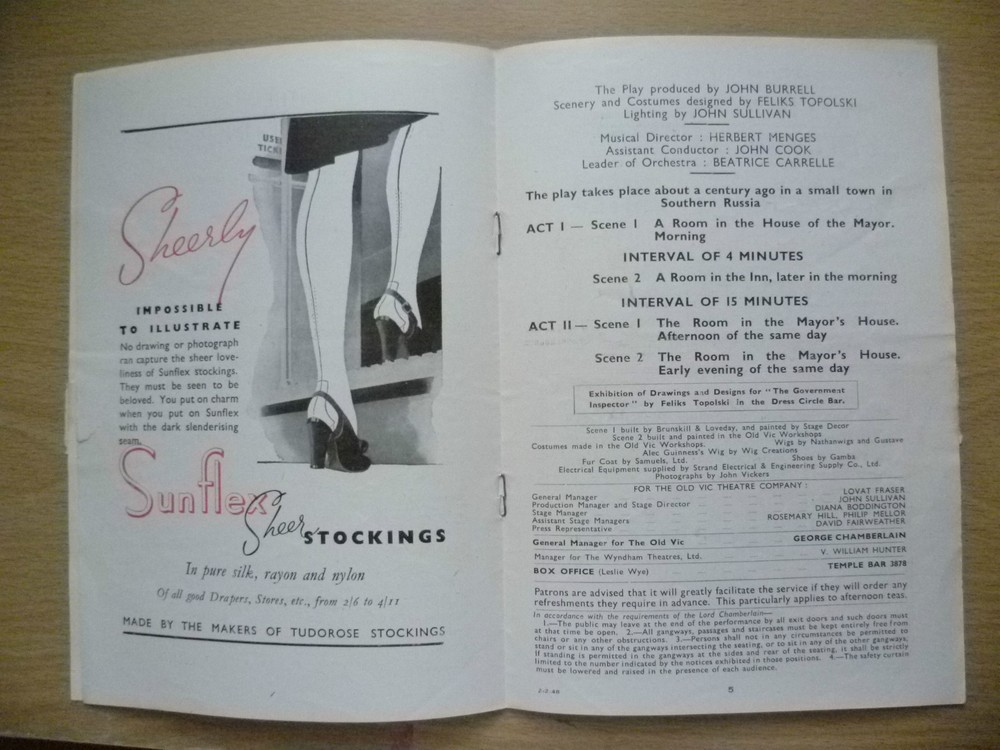 1948 Theatre Programme The Government Inspector -