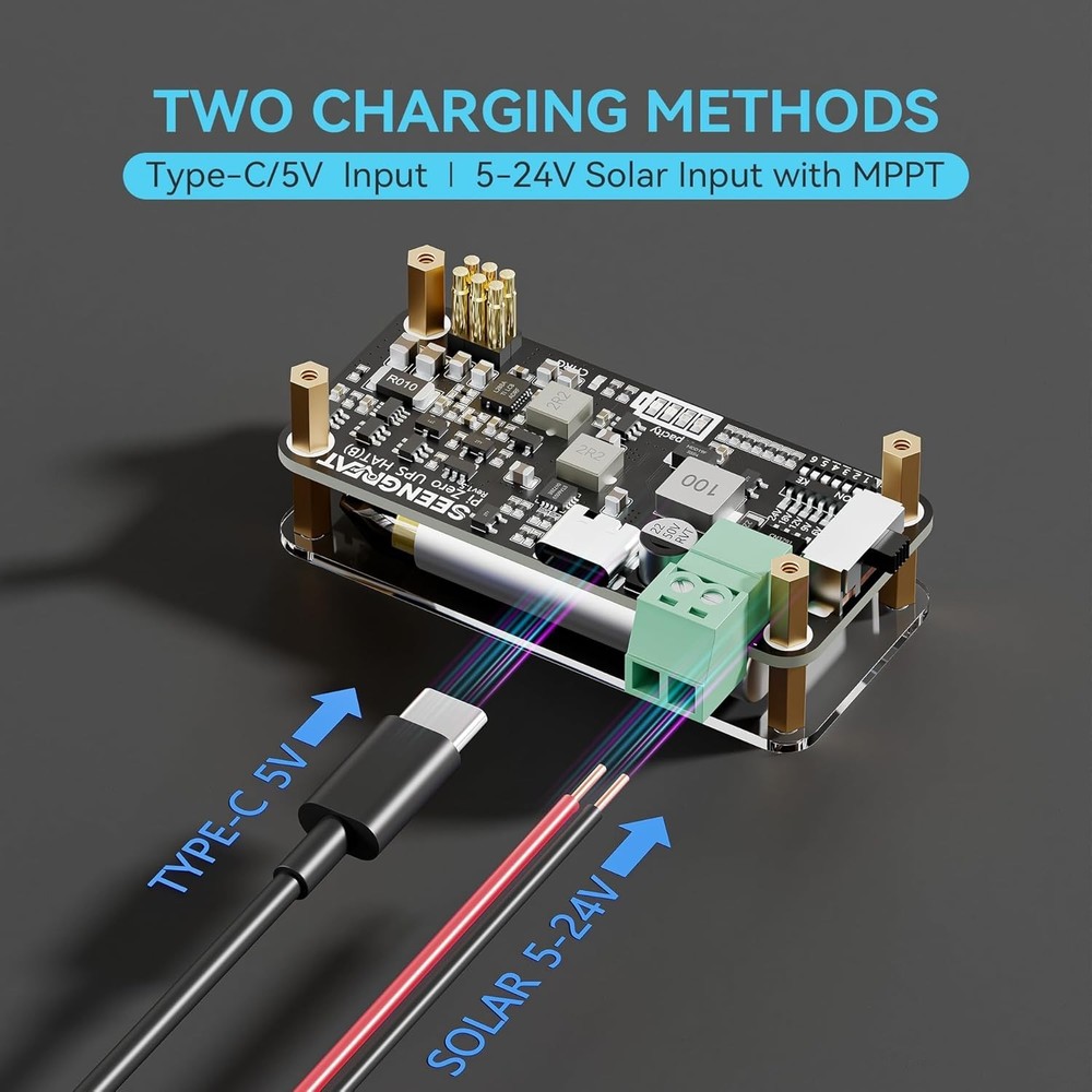 UPS HAT B Power Management Board with Solar MPPT for Raspberry Pi Zero Projects