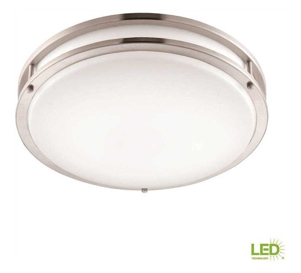 14 in. Brushed Nickel Integrated LED Selectable CCT Round Flush Mount Light