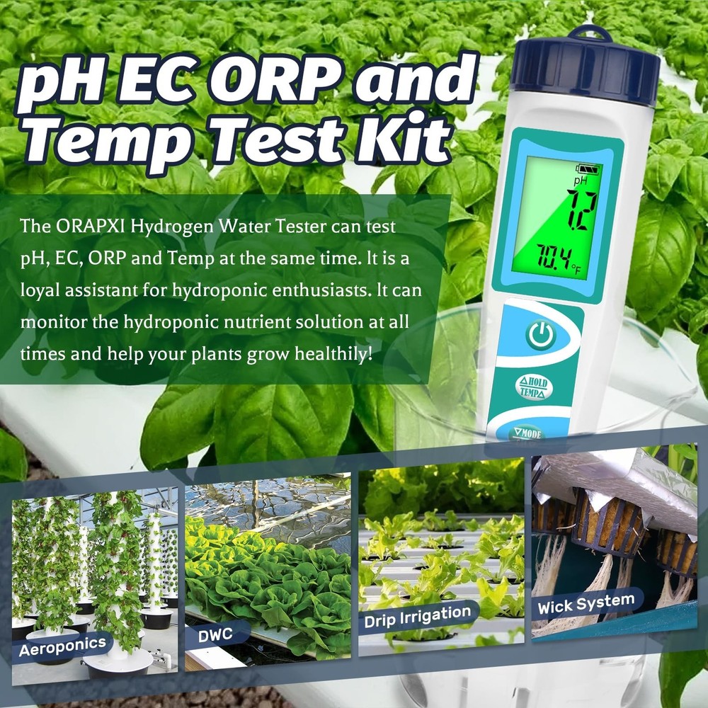 Hydrogen Water Tester pH Meter for Drinking Water Multi-Functional pH H2 ORP ...