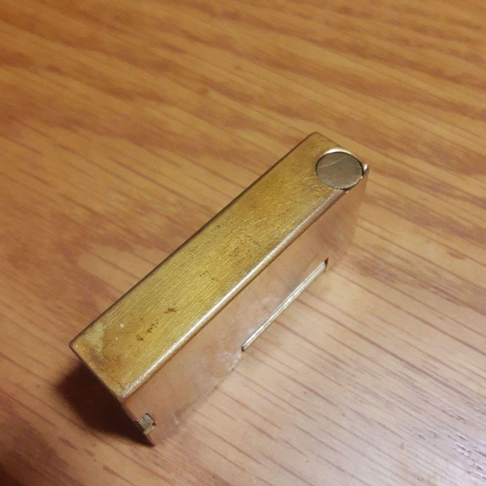 Working dunhill oil lighter gold Side open brass without box