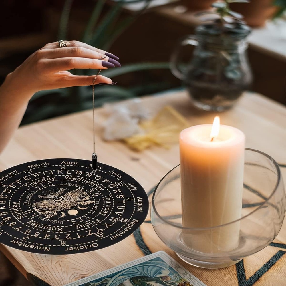 Pendulum Board Dowsing Divination Wooden Pendulum Board Dowsing with Crystal ...