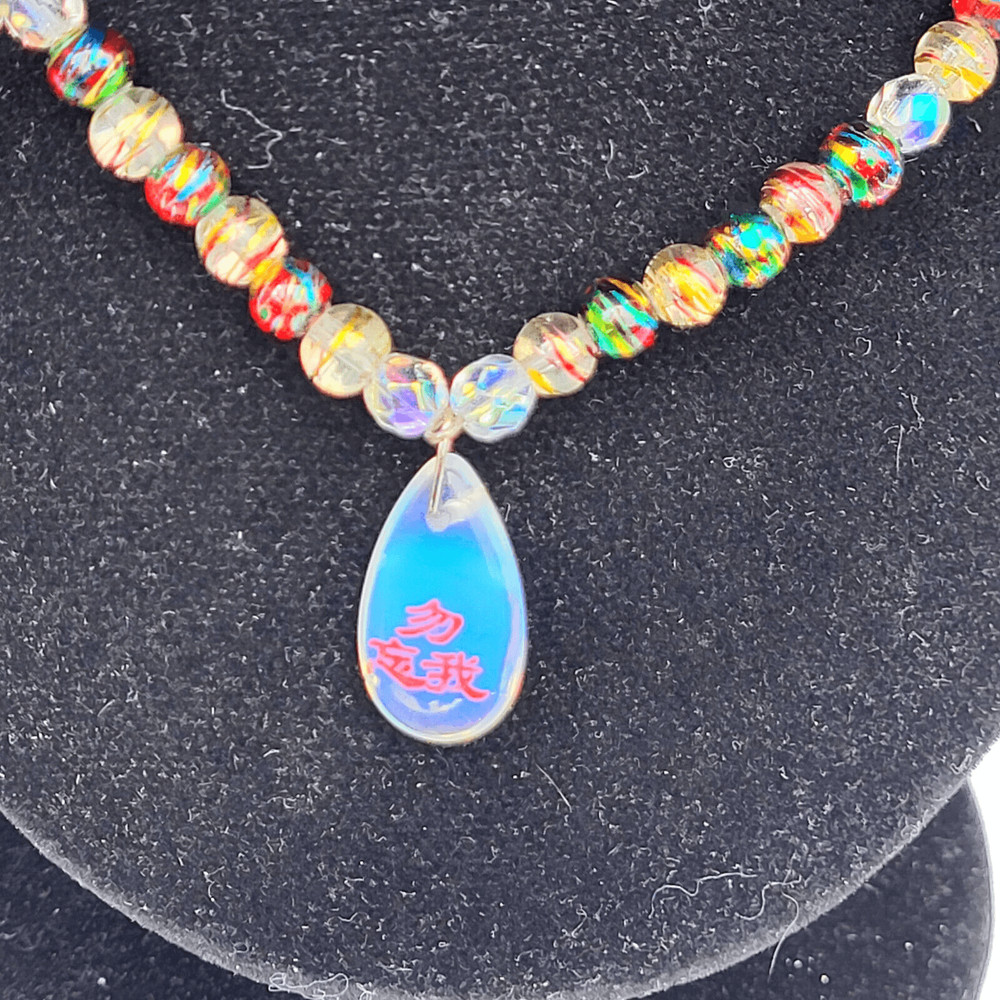 Artisan Handmade Unique Foil Beads with Drop Pendant 17"