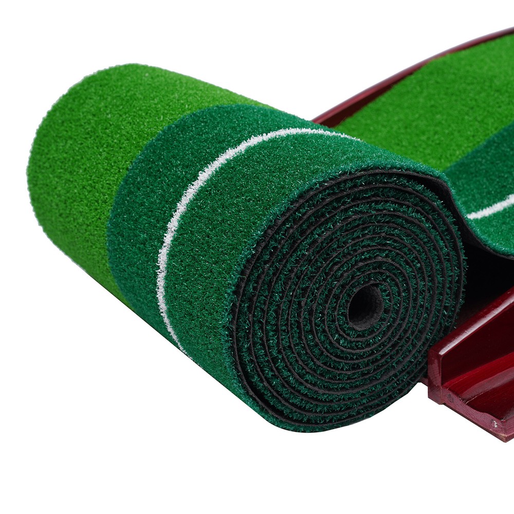 Indoor Golf Putting Mat with Double Hole & Automatic Ball Return Training Aid