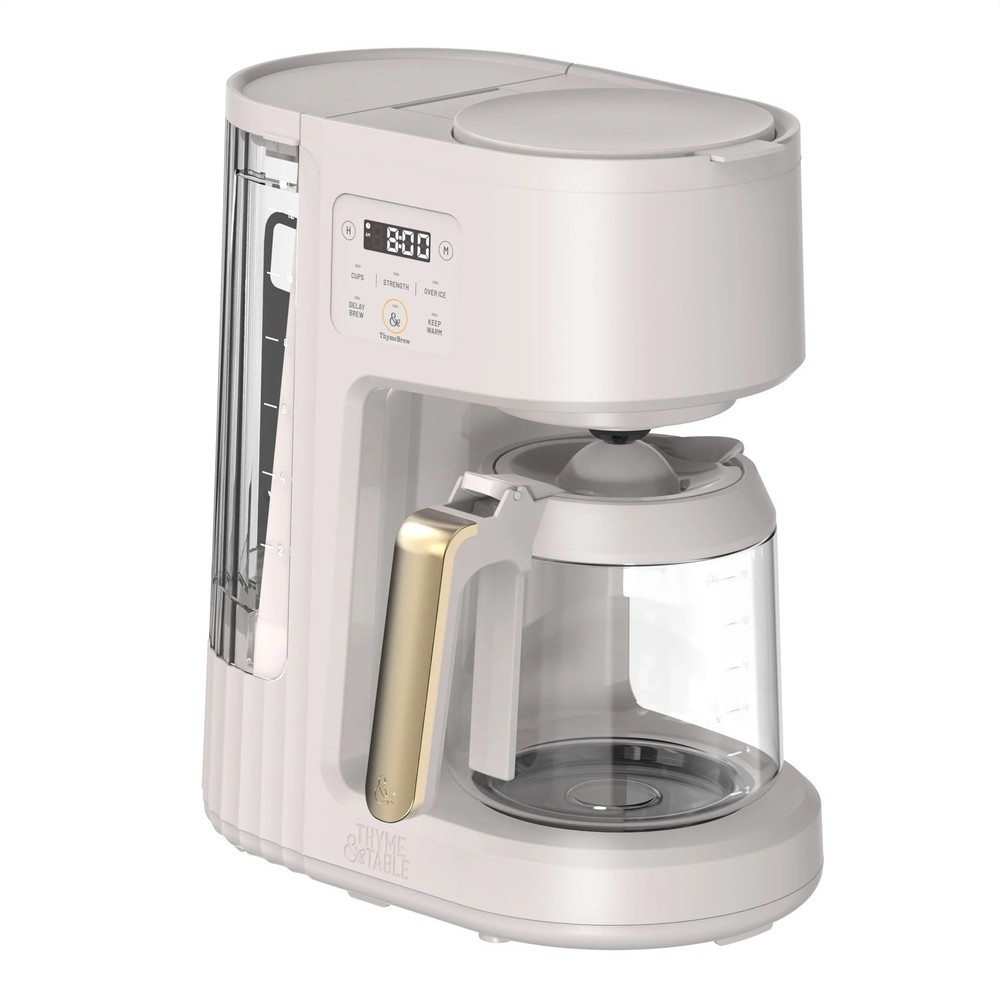 Thyme & Table 12-Cup Programmable Coffee Maker 60oz Sand White