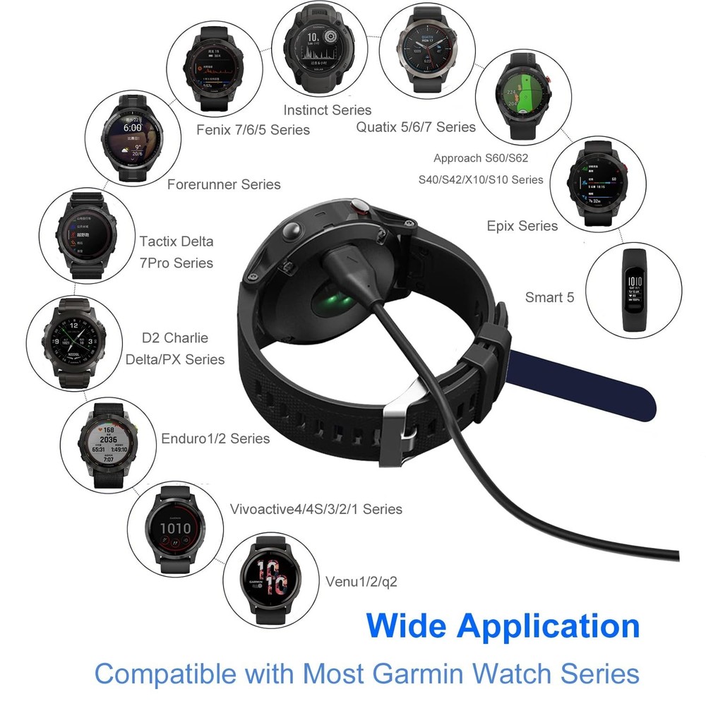 Compact 3.3 Ft Type C Replacement Cable for Garmin Watches - Fast Charging