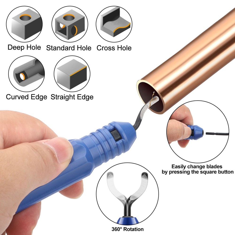 3/4-1/4" HVAC Copper Pipe Expander Swage Tool Drill Bit Set w/ Deburring Scraper