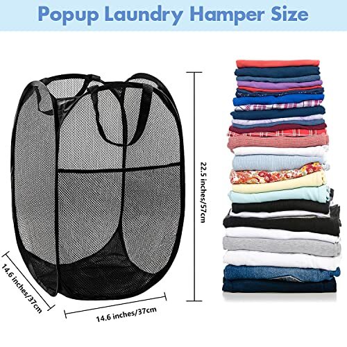 Pop Up Hamper, 1 PCS Mesh Pop Up Laundry Hamper, Premium Pop Up Laundry Black