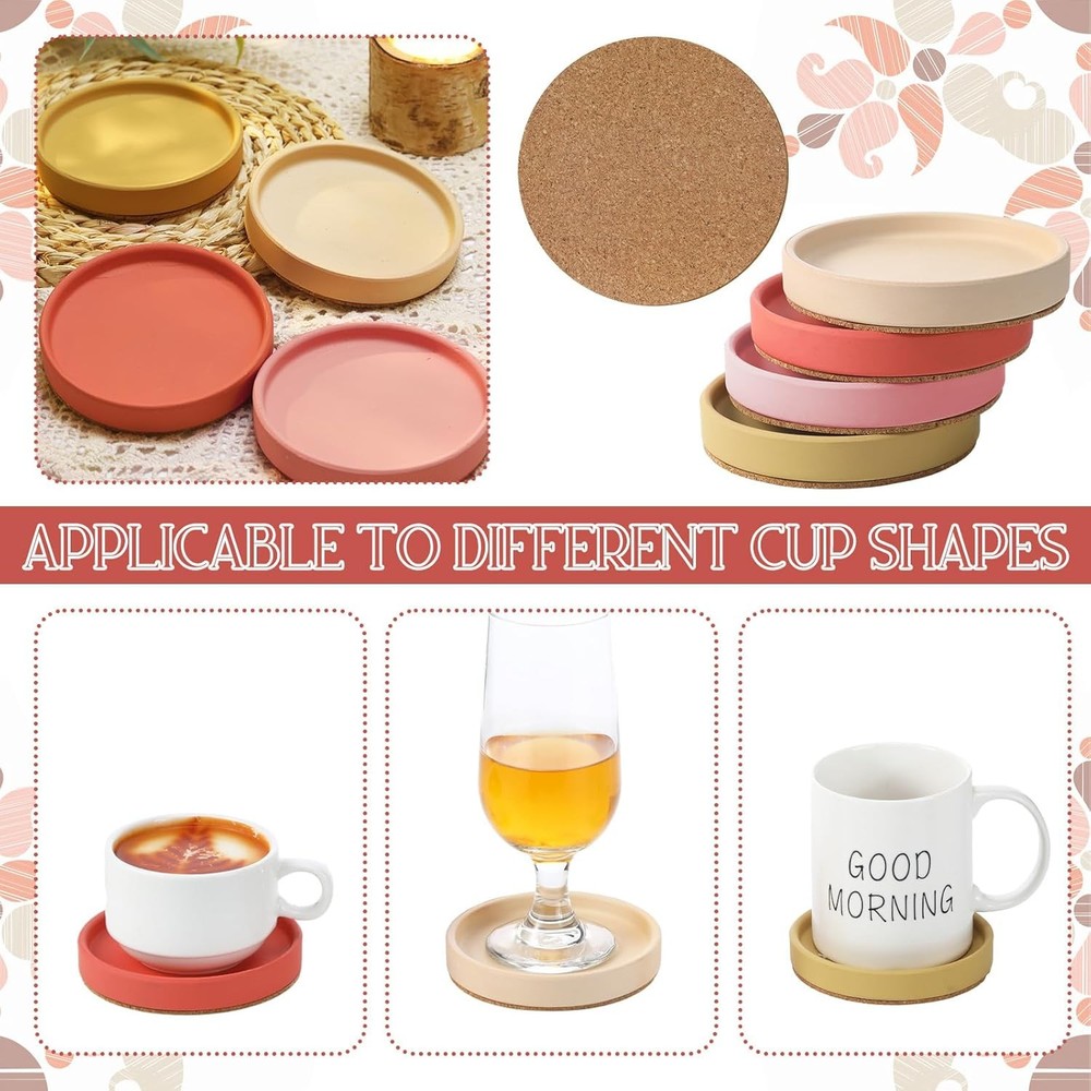 Hushee Ceramic Absorbent Coaster Set of 4 Stackable Round Drink Multi Colors