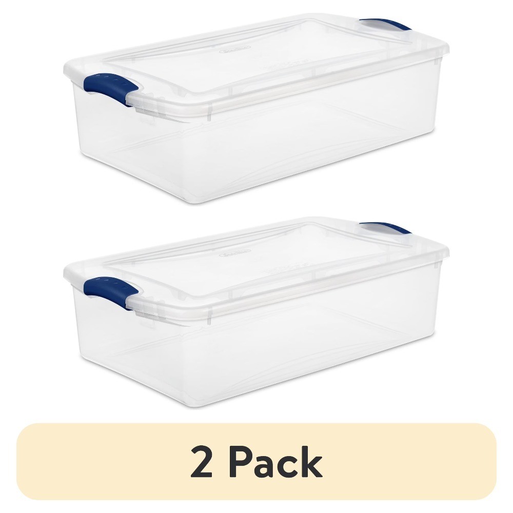 32 Quart Clear Plastic Storage Bin with Latching Lid 2-Pack