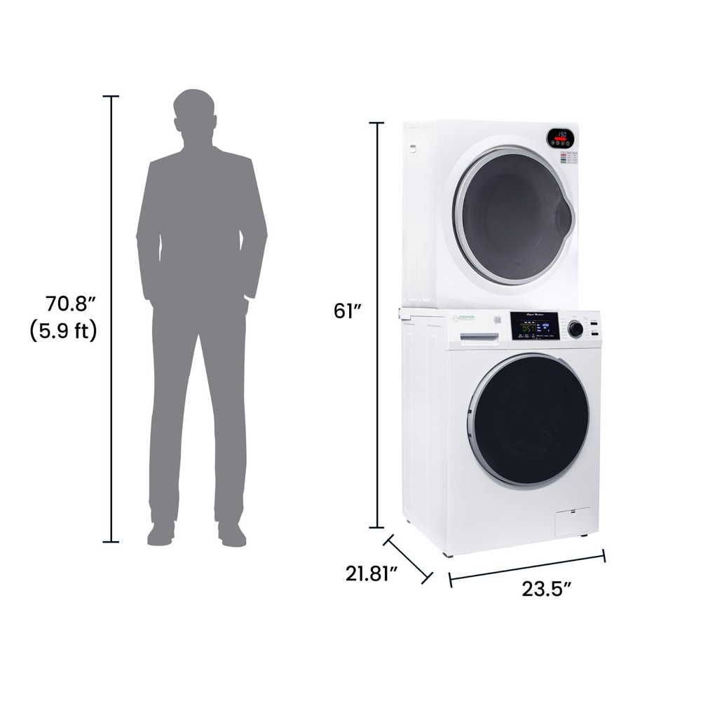 Equator ECONOMY STACKABLE 13 lbs Washer + ULTRA Compact Vented Sensor Dryer 2.6