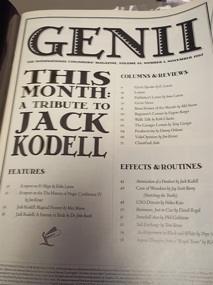 Jack Kodell Genii Magazine Issue 1997 #9