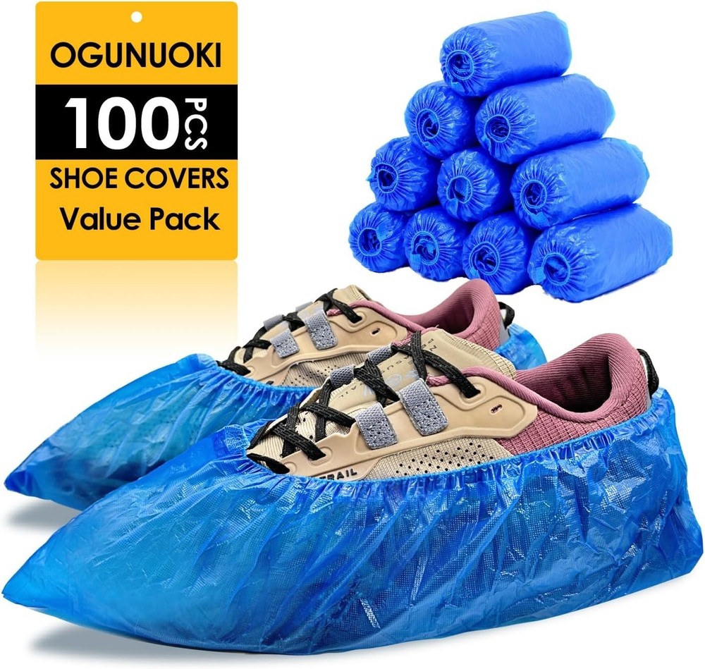 Black 100 Pack Non-Slip Disposable Shoe Covers Boot Protector Booties