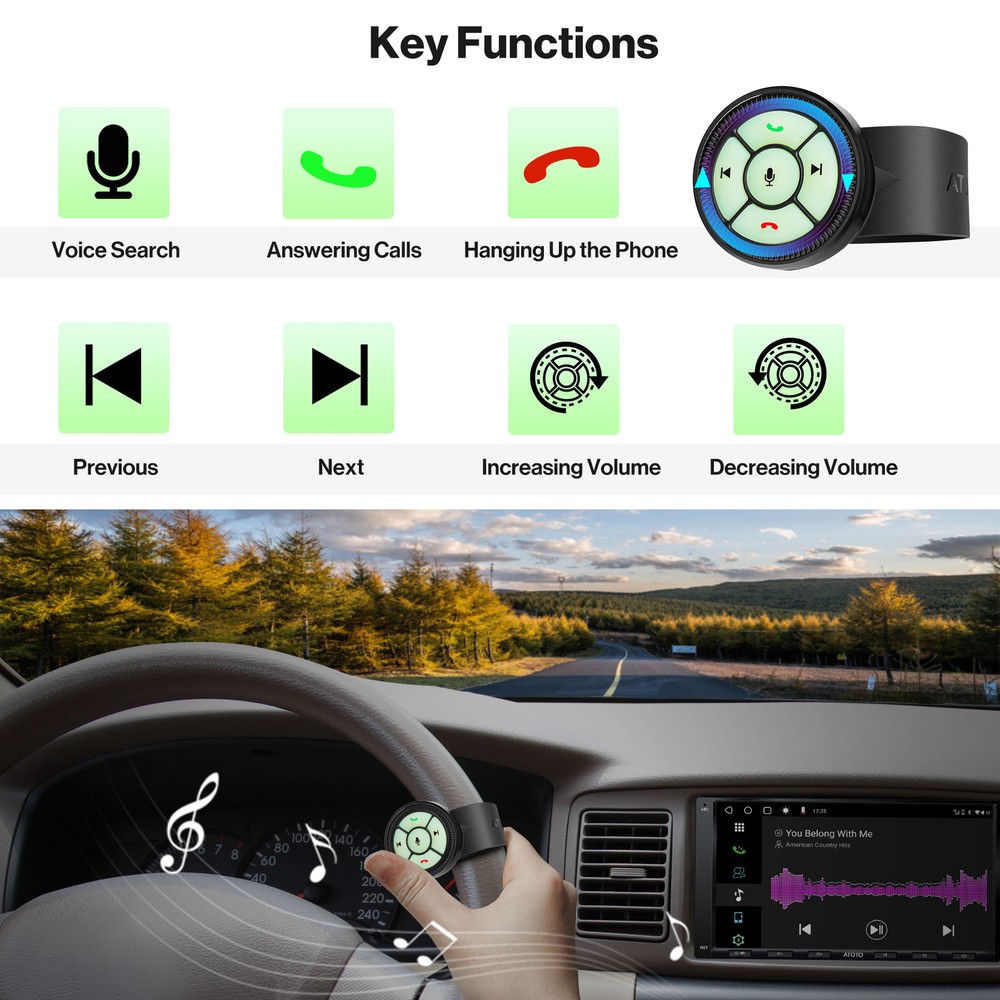 ATOTO Wireless Steering Wheel Remote Control for Universal Car Stereo-ACE44F8B