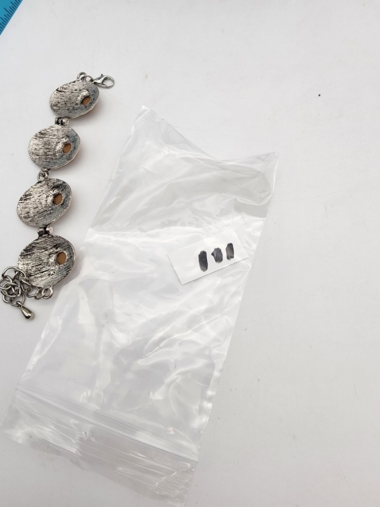 Vintage Silver Dish Braclet With Amber Center