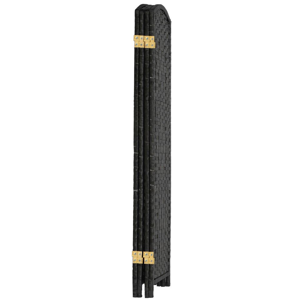 4 ft. Short Diamond Weave Fiber Folding Screen - Black - 4 Panel