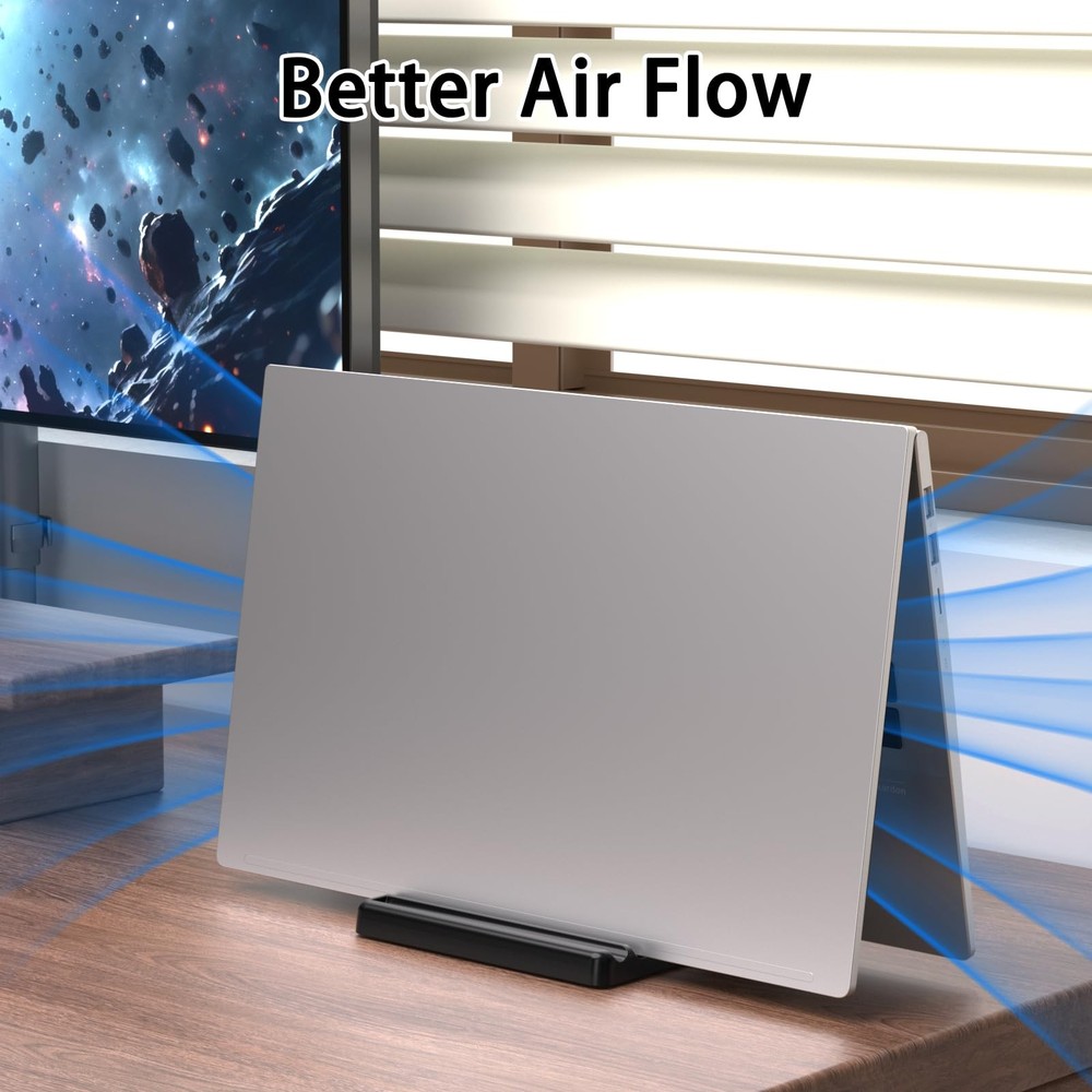 Vertical Laptop Stand Holder - Adjustable ABS Plastic Black-1 Slot Version