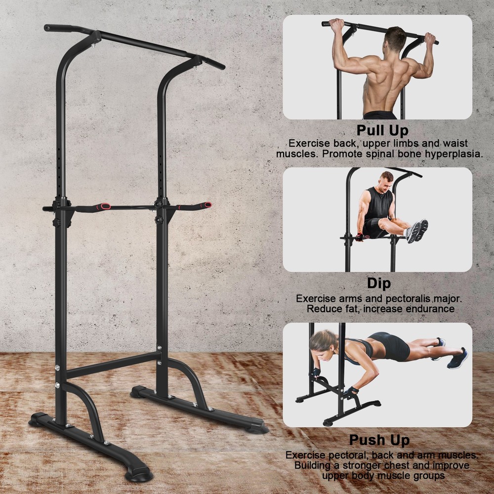 Multi-Function Power Tower: Adjustable Height Dip Station & Pull Up Bar