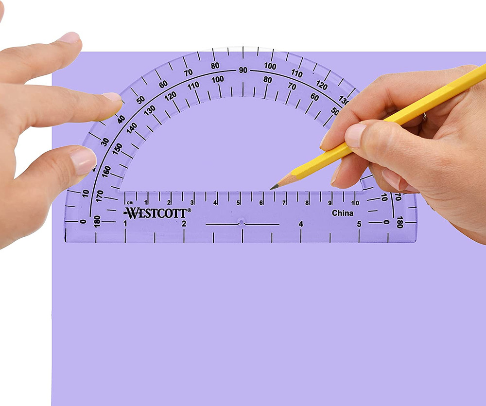 6-Inch Plastic 180 Degree Protractor, Clear