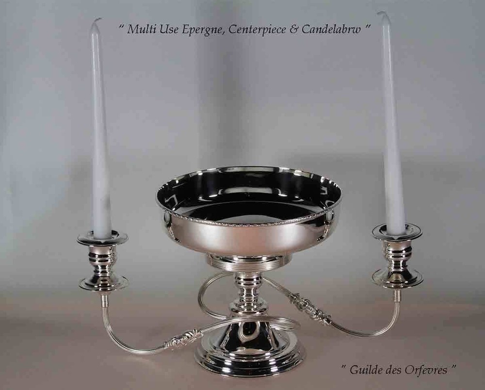 Silver Epergne/Candelabra, Plain 3 Light 8 in.