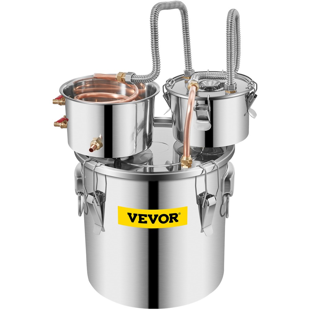 VEVOR 3 Pots 5 Gal Moonshine Still 20L Water Alcohol Distiller Copper Tube