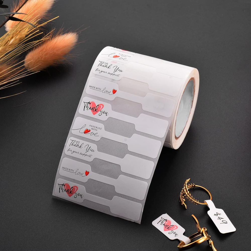 1000 PCS 4 Mixed Designs Jewelry Tags,Rectangular Rolled Self Adhesive Stickers,