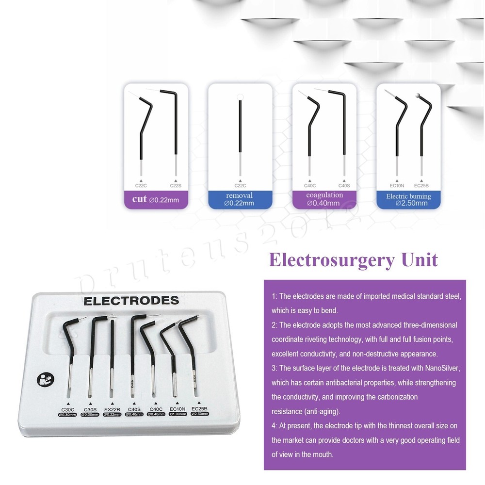7-Piece Dental Electrodes Set with Reusable Tips (Black)