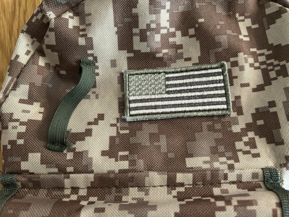 Camouflage Small Backpack With American Flag Patch