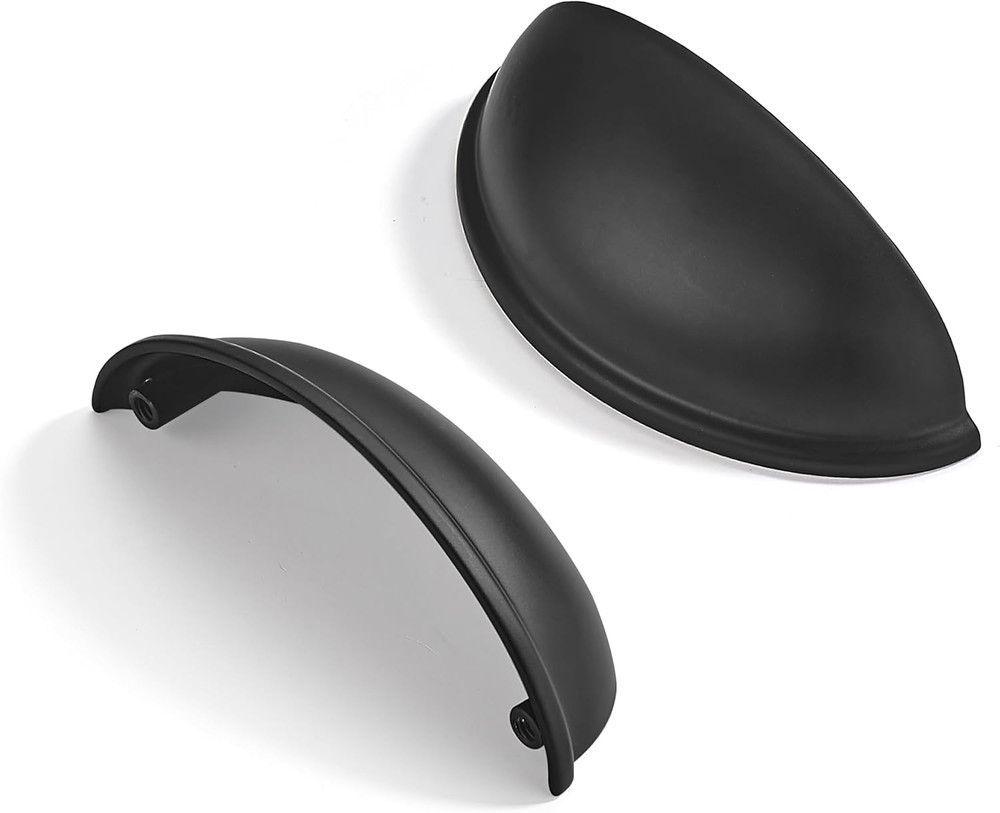 2 Pack 3-1/2" Drawer Pulls Matte Black Cabinet Cup Pulls Kitchen Hardware Cabine
