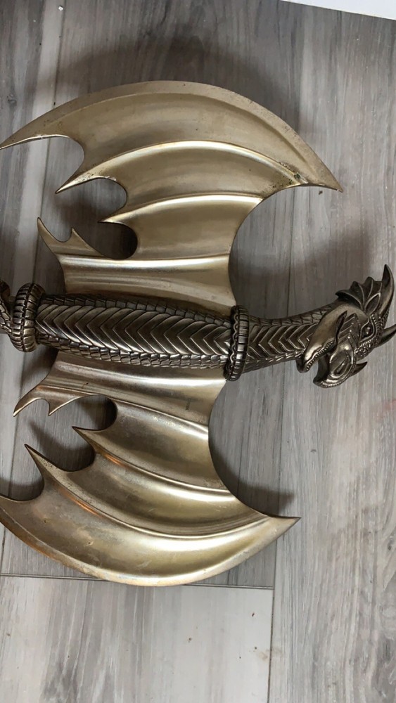 Golden Battle Axe With Dragon Design