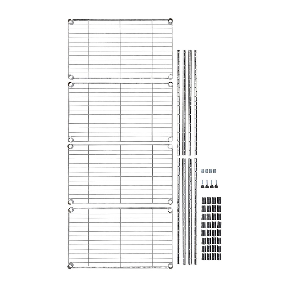 Amazon Basics 4-Shelf Adjustable Storage Shelving Unit, Steel Wire Rack, Chrome