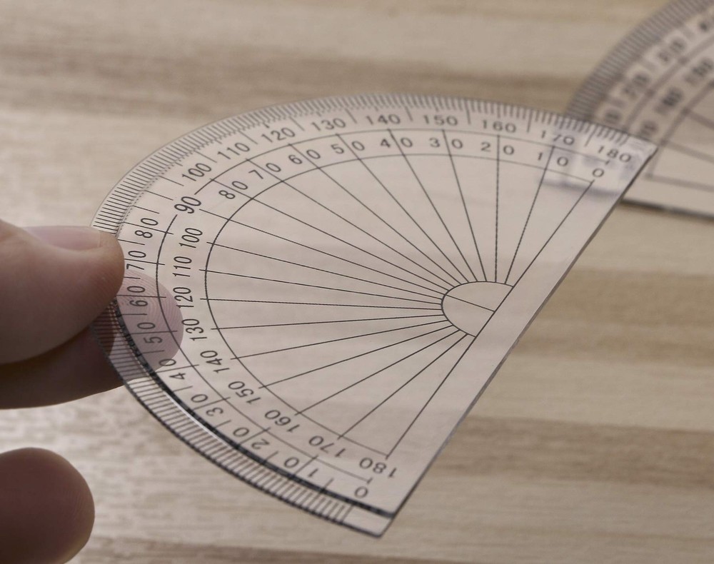 2PCS 4 Inch Clear Plastic Protractors, 180 Degrees, Small Math, Student