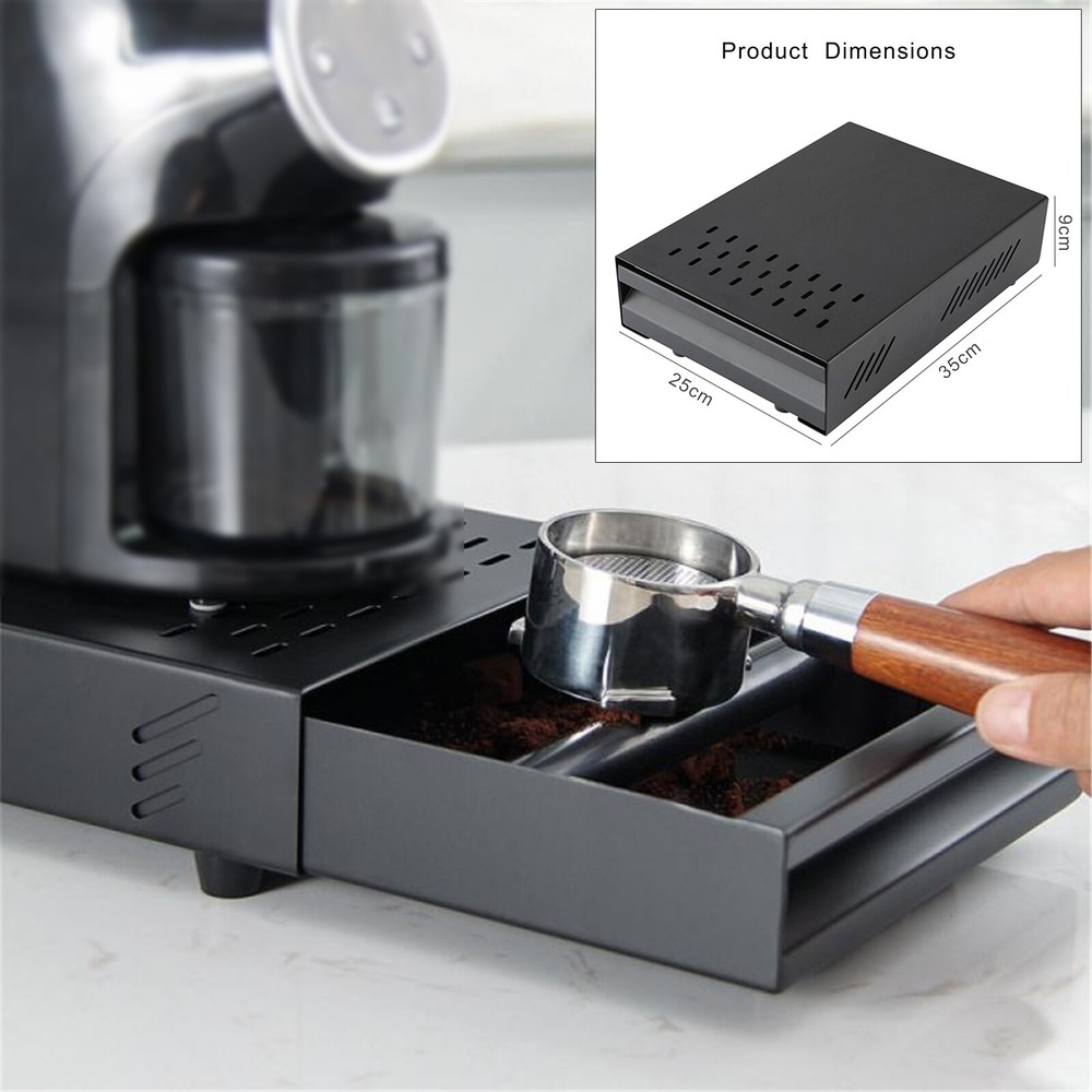 Coffee Machine Grounds Knock Box Drawer Style Espresso Residue Container Black