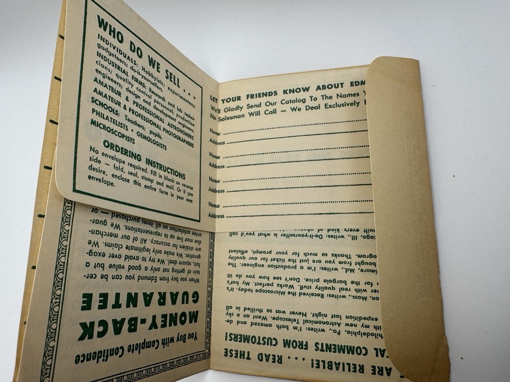 Edmund Scientific Co Order Form Envelope Science Optics Space Math LS 1950s