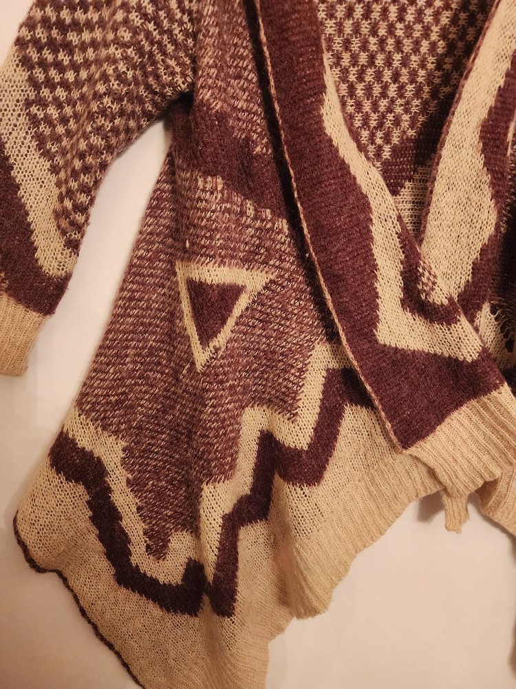 Vertigo wool blend asymmetrical high low open front cardigan size large