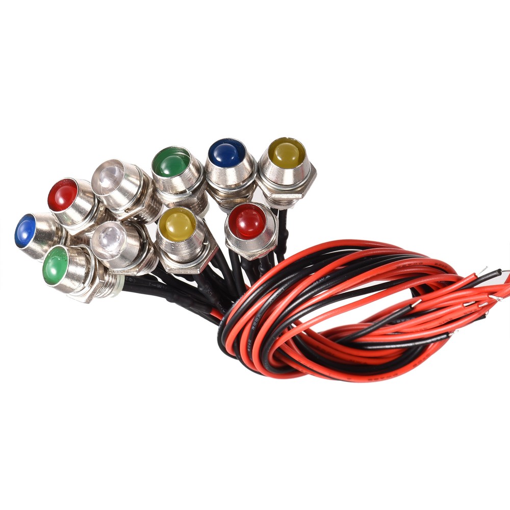 AC/DC 24V 8mm Panel Mount Indicator LED Light Five Color Waterproof ,1Set