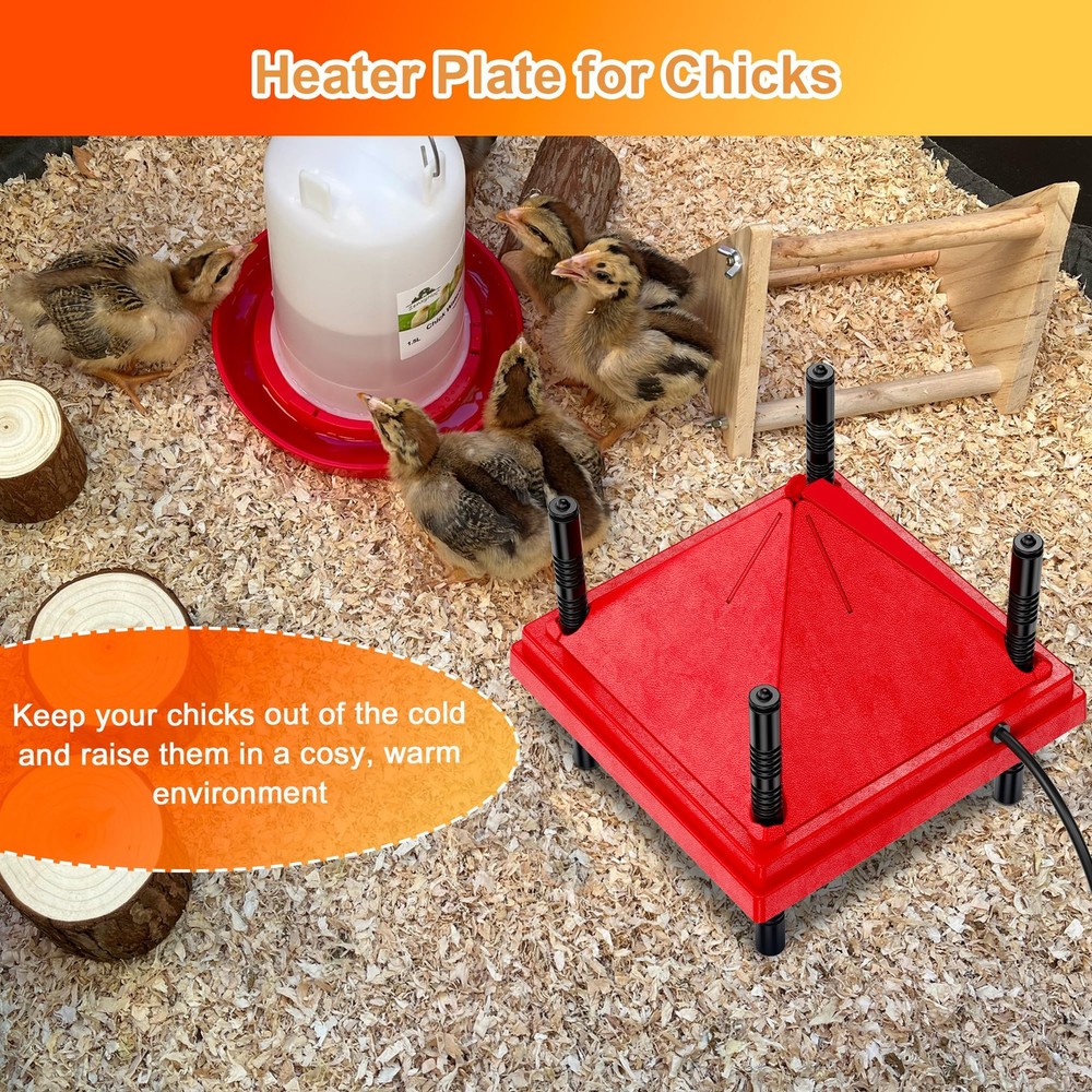 Chick Brooder Heater Plate 10" x 10" Anti-Roost Cone Red