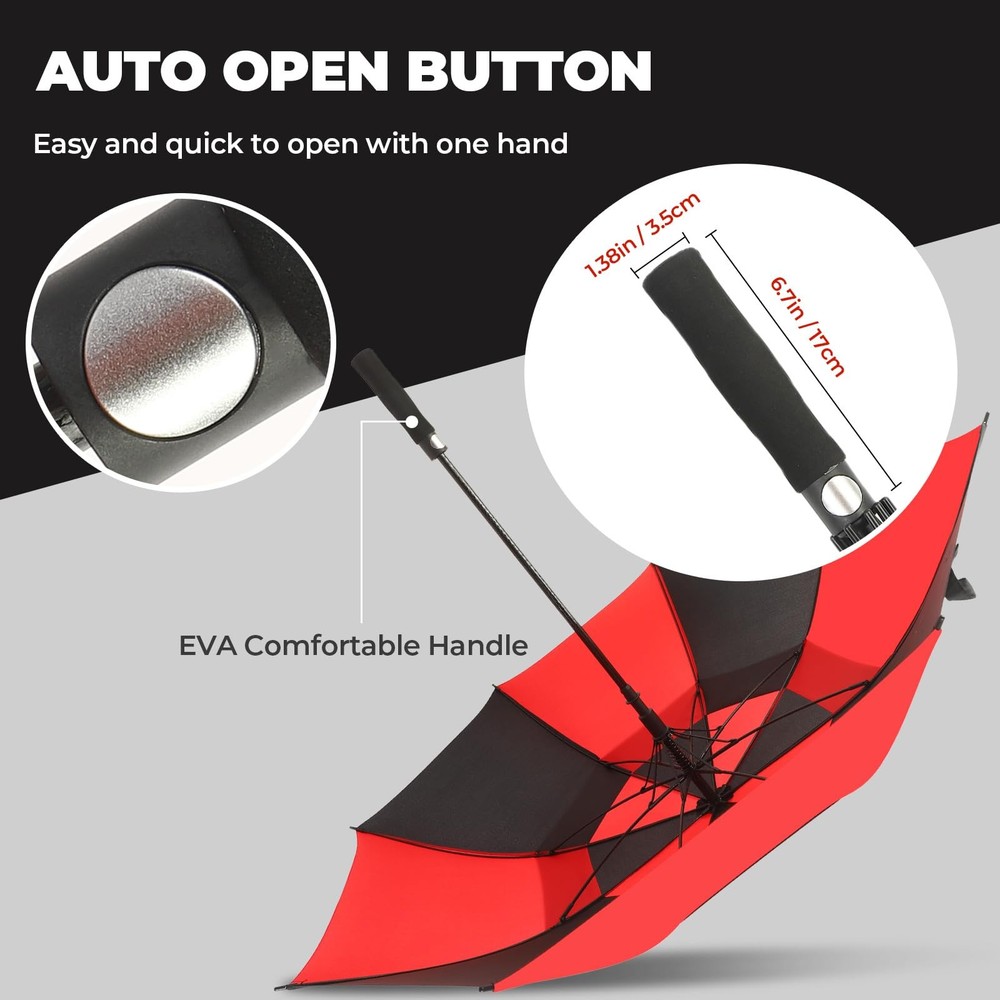 Automatic Open Golf Umbrella 54/62/68/72 Inch, Extra Large Windproof Vented D...