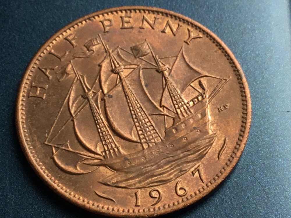1967 UNC Elizabeth II Half-penny - British 1/2p ncirculated