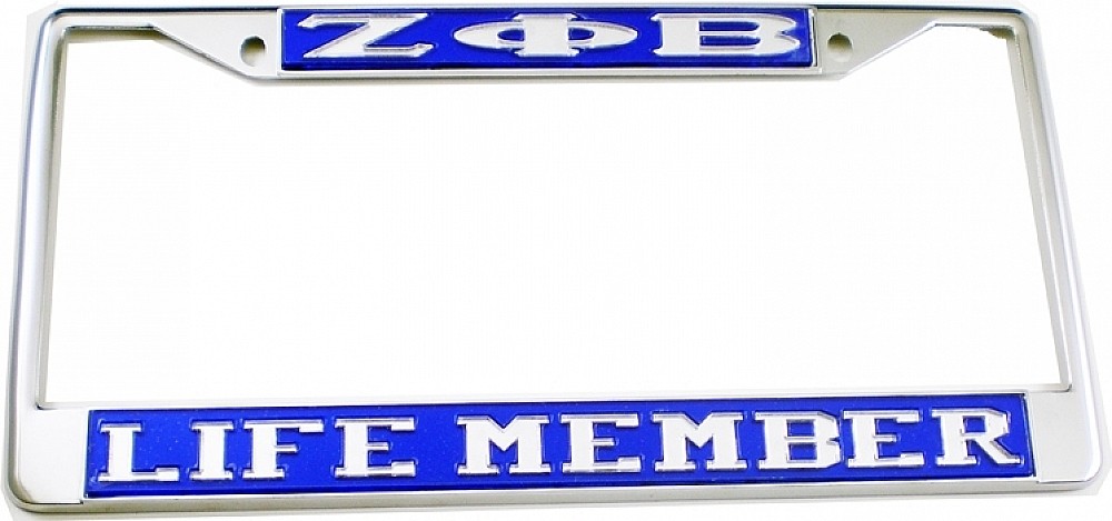 Zeta Phi/&Phi; Beta Life Member License Plate Frame [Silver Standard Frame - ...