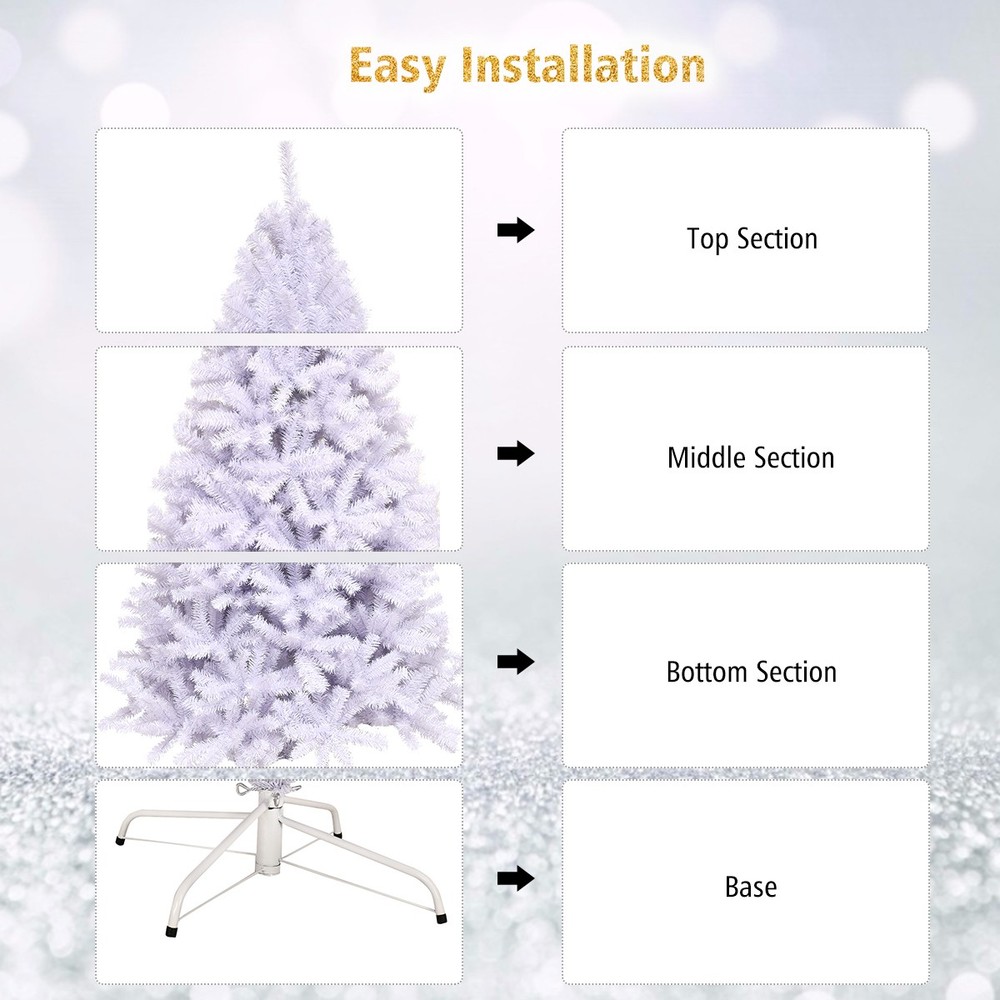 6Ft Hinged Artificial Christmas Tree Premium Pine Tree 1000 Tips w/ Metal Stand