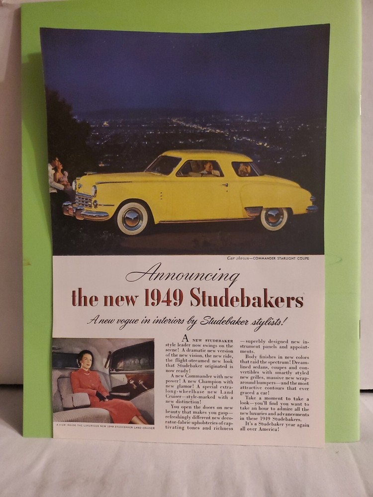 Advertisement 1949 Studebaker Commander Starlight Coupe