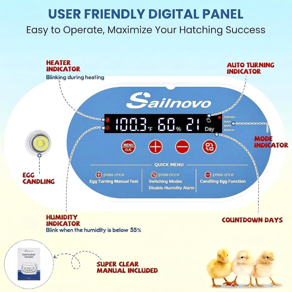 24 Egg Incubators for Hatching Eggs - Automatic Temperature Control and Egg