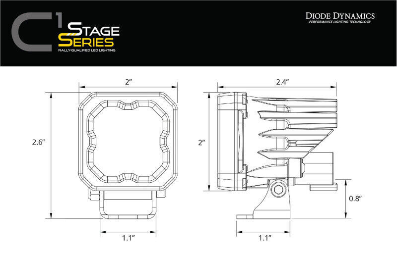 Diode Dynamics DD7423P for Stage C1R - White Flood Standard LED Pod (Pair)