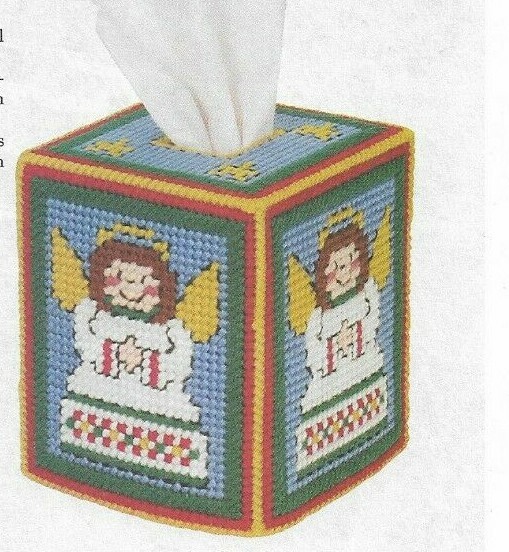 ANGELS' BLESSINGS TISSUE COVER HOME DECOR PLASTIC CANVAS PATTERN INSTRUCTIONS