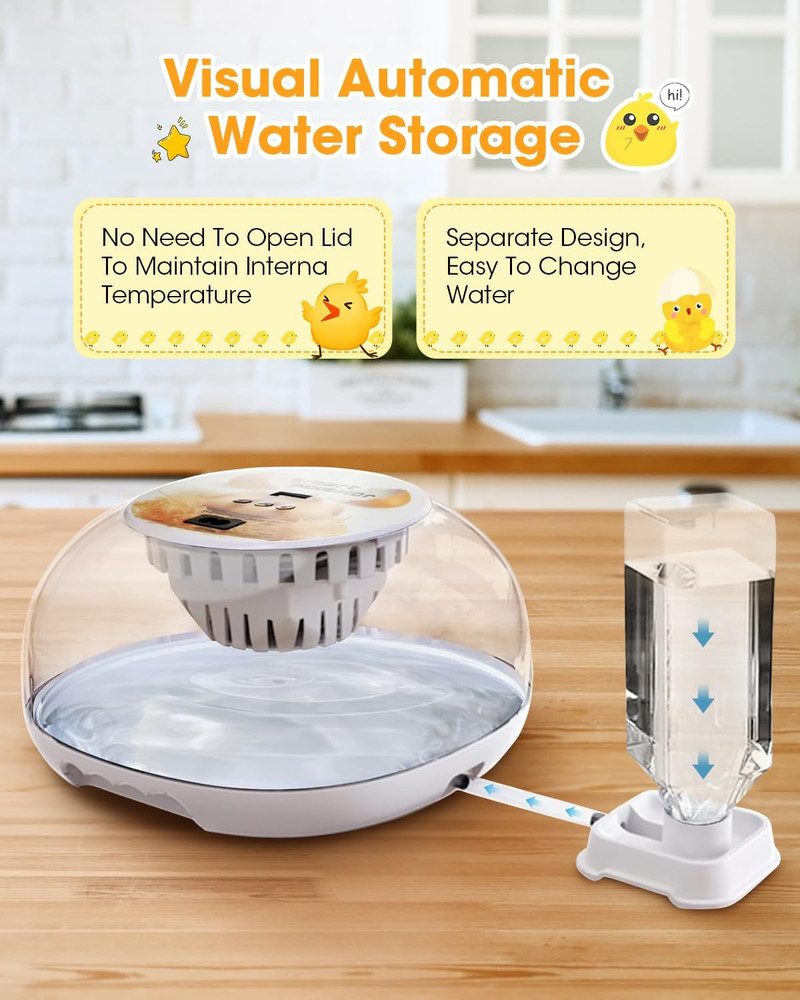 Egg Incubator with Automatic Egg Turning and Humidity Control - 12/24 Eggs, 360°