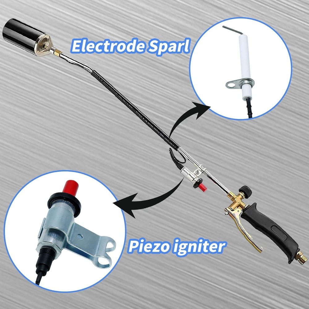 High BTU Propane Weed Torch Igniter Kit with Ceramic Spark Electrode & Clamps