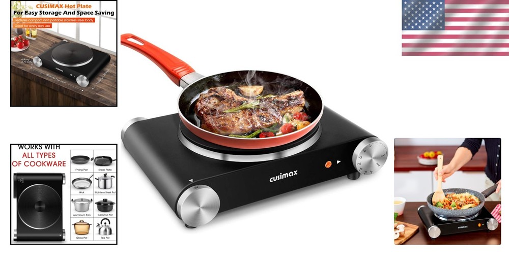 Compact Electric Hot Plate – 1500 Watt with Adjustable Settings for All Cookware
