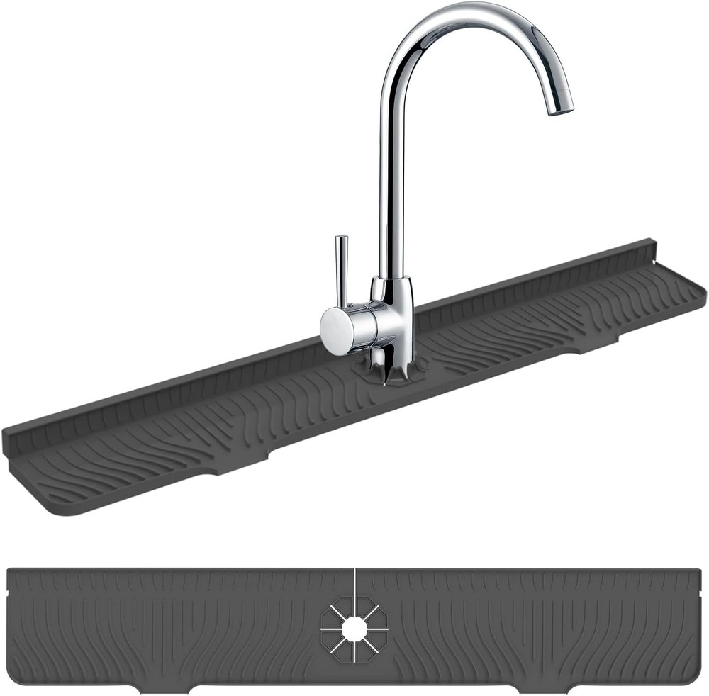 32 x 5.5  Silicone Kitchen Sink Splash Guard - Self-Draining & Adjustable Fit