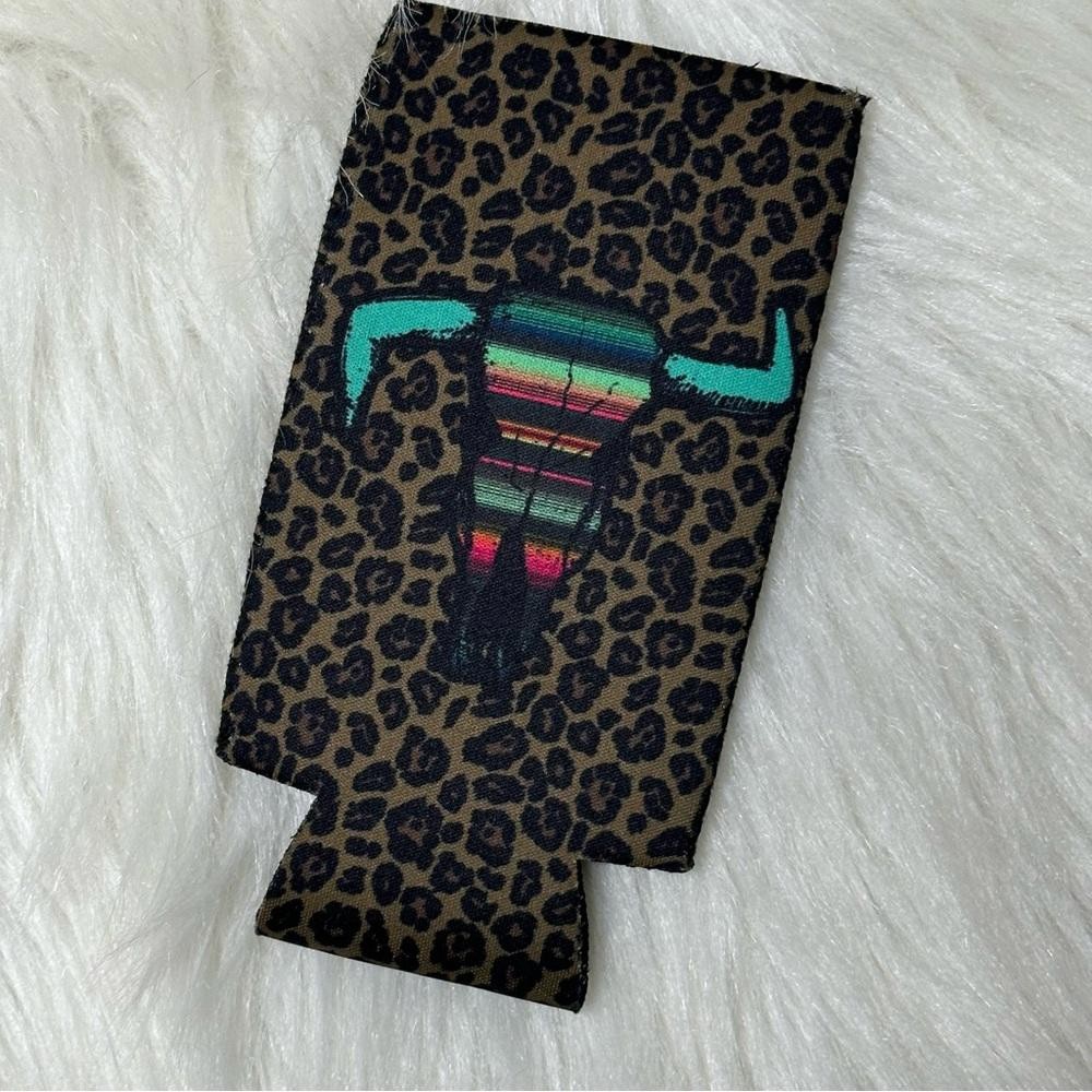 Crazy Train Koozie - TALL Leopard & Bull skull NEW